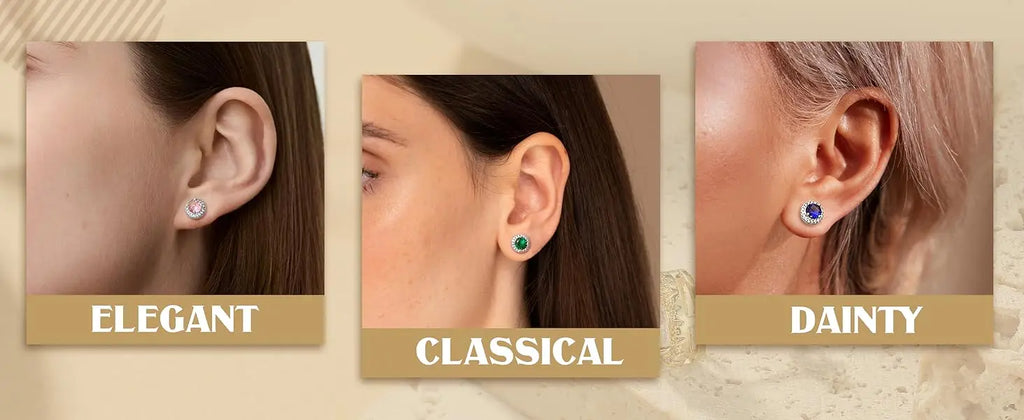 2 pairs 18K Gold Plated Halo Stud Earrings Cubic Zirconia Stud Earrings Round Square Diamonique Stud Earrings Set for Women Men