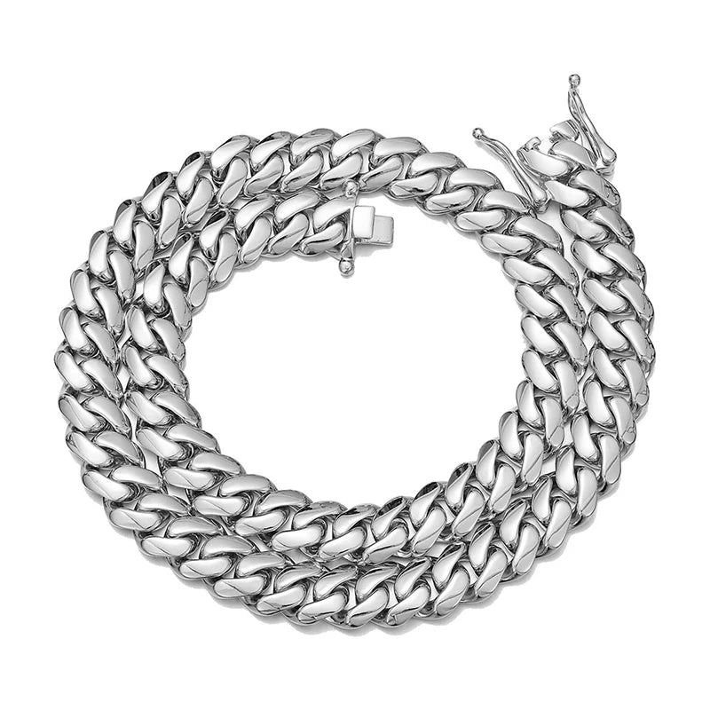 Hip Hop Bling Gold Color Stainless Steel Dense Cuban Miami Link Chain Necklaces for Men Rapper jewelry Drop Shipping