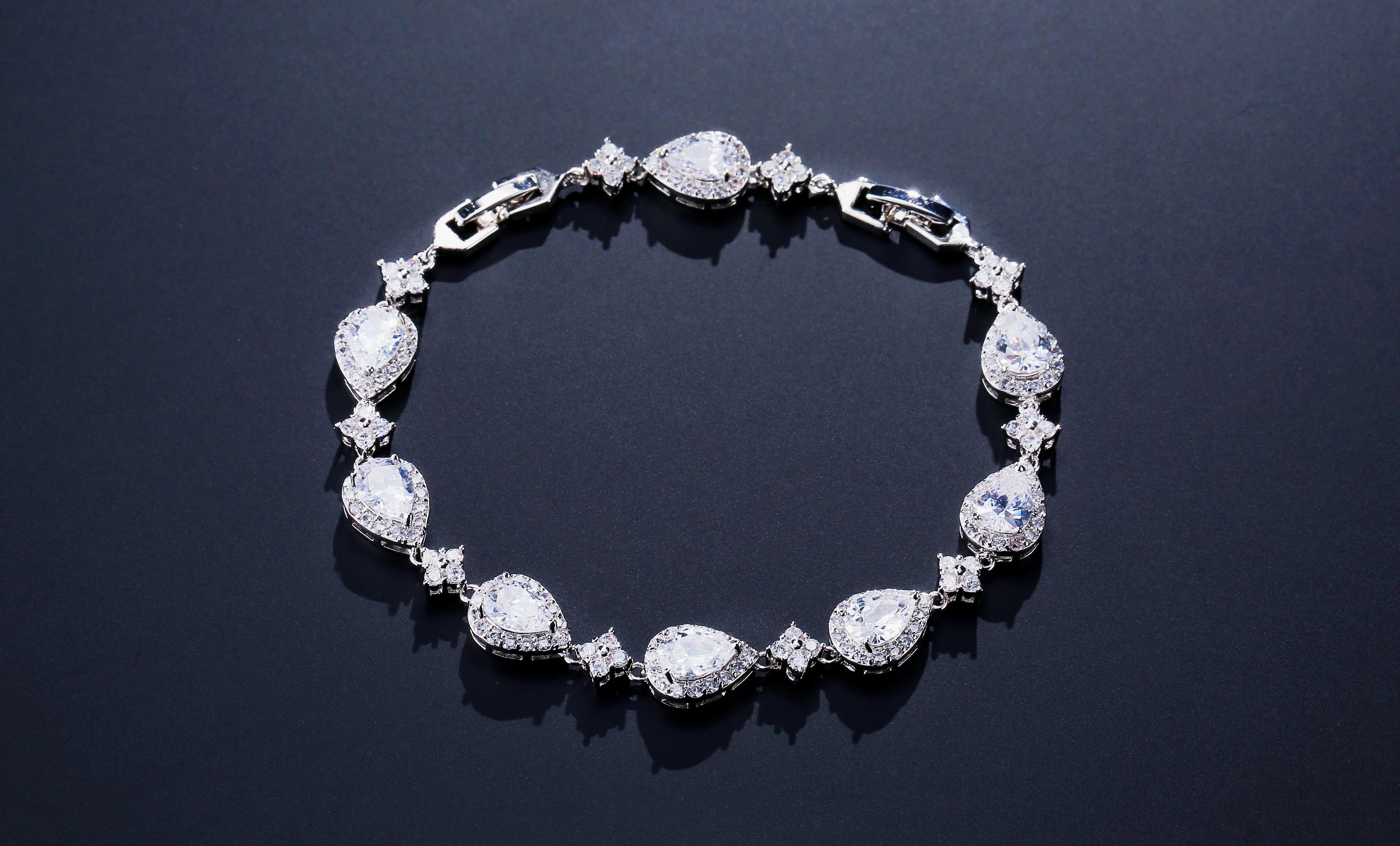 ZAKOL Classic Geometric Water Drop CZ Bracelet for Women Bridal Gorgeous Buling Zircon Party Wedding Jewelry