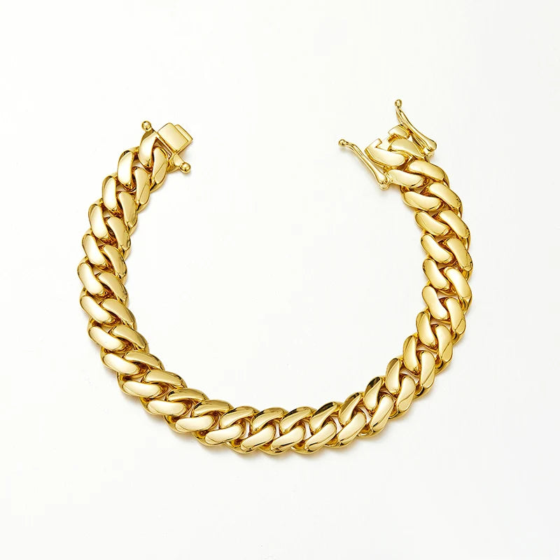 Hip Hop Bling Gold Color Stainless Steel Dense Cuban Miami Link Chain Necklaces for Men Rapper jewelry Drop Shipping