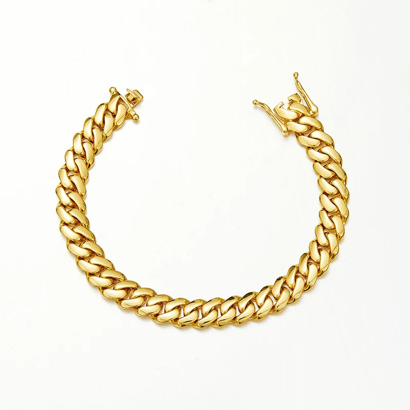 Hip Hop Bling Gold Color Stainless Steel Dense Cuban Miami Link Chain Necklaces for Men Rapper jewelry Drop Shipping