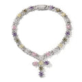 Iced Floral Cross Chain